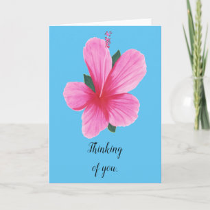 Pink Hibiscus Flower Thinking of you Cards