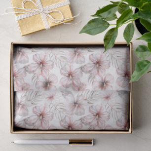 Pink Hibiscus Flowers Birthday Tissue Paper