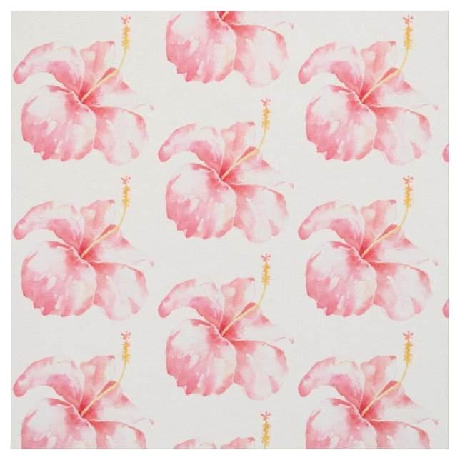 Pink Hibiscus Flowers Fabric (Swatch)