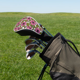 Pink hibiscus flowers golf head cover