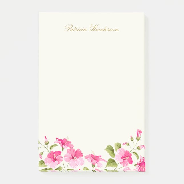 Pink Hibiscus flowers Post-it Notes (Front)