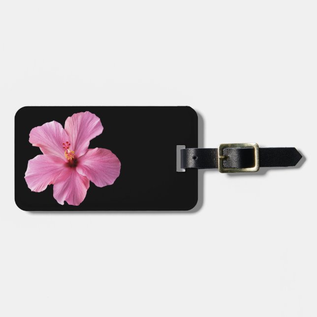 Pink Hibiscus Hawaii Flower Customized Template Luggage Tag (Front Horizontal)