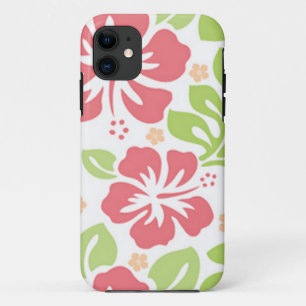pink hibiscus Hawaiian floral pattern iPhone 11 Case