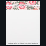 Pink Hibiscus Hawaiian Flower Pattern Letterhead<br><div class="desc">Brighten up your office, business, or your style with this trendy design which displays a girly pink painted Hawaiian Hibiscus floral pattern and leaves, print that will enhance your professionalism or personal flair. This design will also make an excellent gift for a friend or family member to compliment their style...</div>