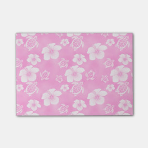 Pink Hibiscus Honu Hawaiian Pattern Post-it Notes