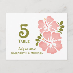 Pink Hibiscus Mariage Réception Table Numéro Carte