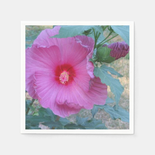 Pink Hibiscus Paper Napkin (Front)