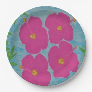Pink Hibiscus Paper Plates