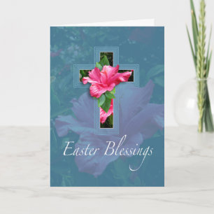 Pink Hibiscus Pâques Bénédiction Carte de voeux