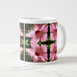 Pink Hibiscus Pattern Large Coffee Mug
