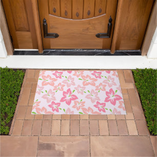 Pink Hibiscus, Pink Flowers, Pattern Of Flowers Doormat