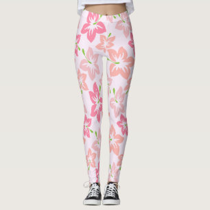 Pink Hibiscus, Pink Flowers, Pattern Of Flowers Leggings