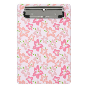 Pink Hibiscus, Pink Flowers, Pattern Of Flowers Mini Clipboard