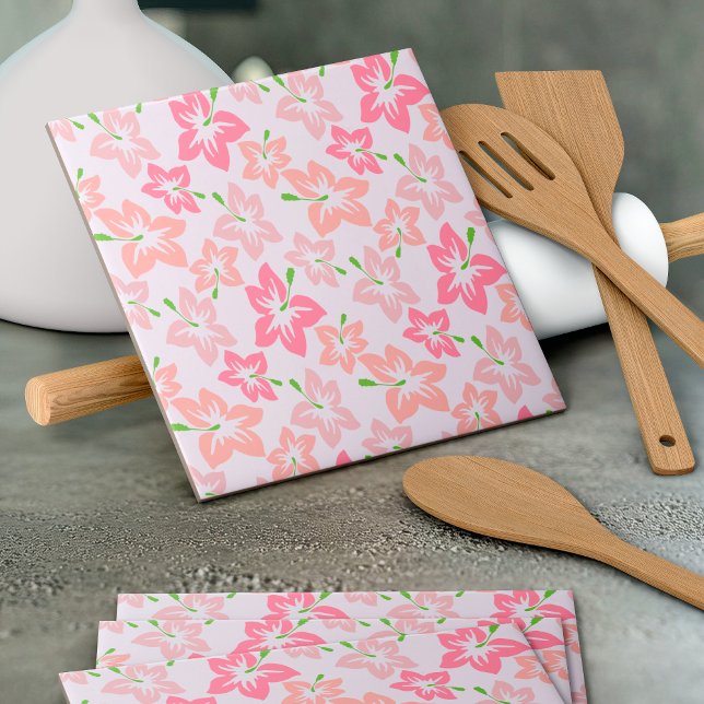 Pink Hibiscus, Pink Flowers, Pattern Of Flowers Tile (Creator Uploaded)