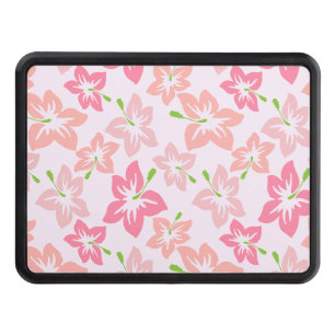 Pink Hibiscus, Pink Flowers, Pattern Of Flowers Trailer Hitch Cover