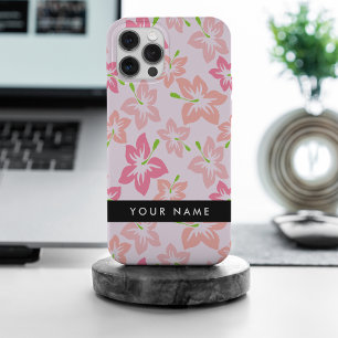 Pink Hibiscus, Pink Flowers, Your Name iPhone 15 Pro Max Case