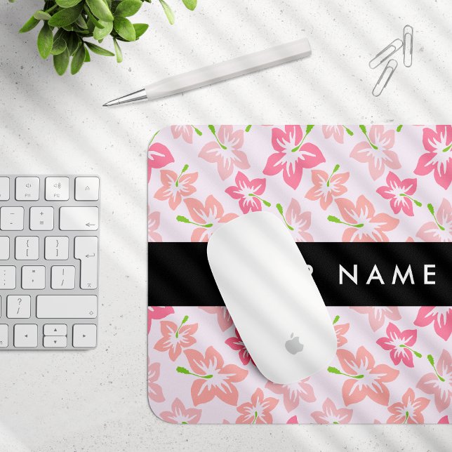 Pink Hibiscus, Pink Flowers, Your Name Mouse Pad (Creator Uploaded)