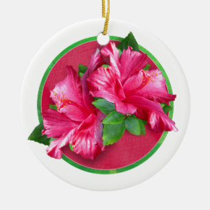 Pink Hibiscus Queen Circle Ornament