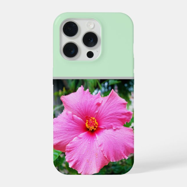 Pink Hibiscus Rain Sprinkles, iPhone Case (Back)