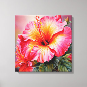 pink Hibiscus Stretched Canvas Print