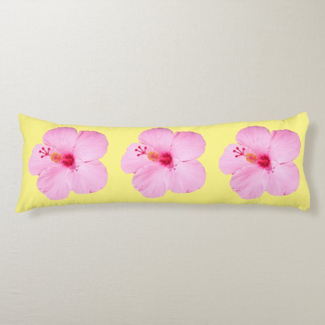 Pink Hibiscus Tropical Flower Body Pillow (Front)