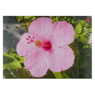 Pink Hibiscus Tropical Flower Cutting Board