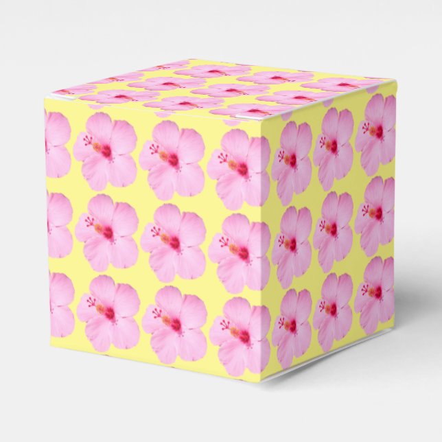 Pink Hibiscus Tropical Flower Favor Box (Front Side)