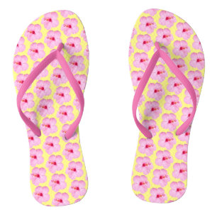 Pink Hibiscus Tropical Flower Flip Flops