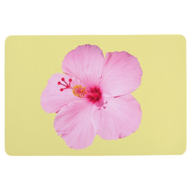 Pink Hibiscus Tropical Flower Floor Mat (Front)