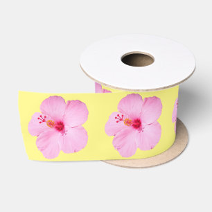 Pink Hibiscus Tropical Flower Satin Ribbon