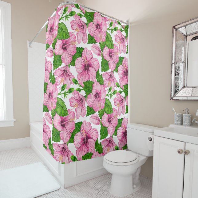 Pink hibiscus watercolor pattern (In Situ)