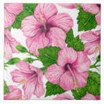 Pink hibiscus watercolor pattern tile<br><div class="desc">Pink hibiscus flowers painted with watercolors,  pattern made in Illustrator.</div>