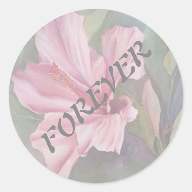 PINK HIBISCUS WEDDING STICKERS (Front)