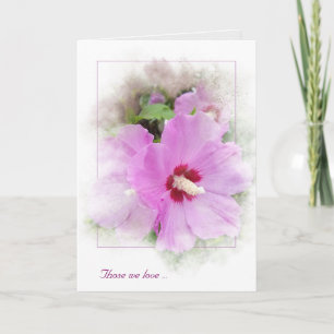 pink hibiscus with mask frame sympathy card