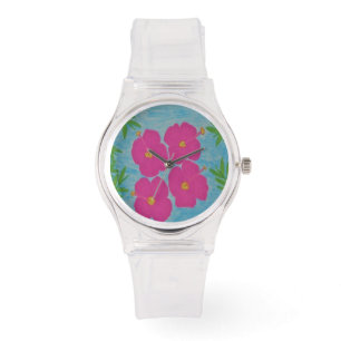 Pink Hibiscus Wrist Watch