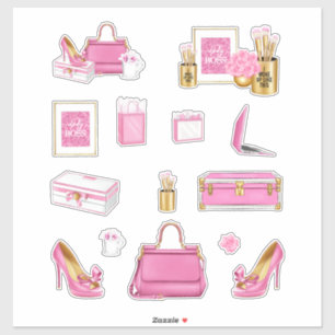 Pink High Fashion Women Heels Purse & Accessories