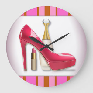 Pink High Heel Perfume Lipstick Large Clock