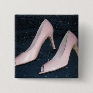 Pink High Heel Pumps/shoes 2 Inch Square Button