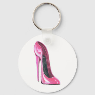 Pink High Heel Shoe Art Key Chain