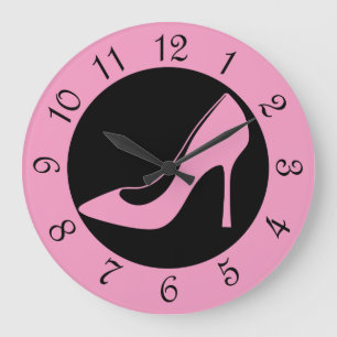 Pink High Heel Shoe Large Clock