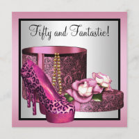 Pink High Heel Shoes Womans Leopard 50th Birthday