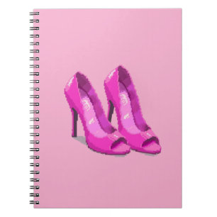 Pink High Heels 64-Bit Pixel Art Style Notebook