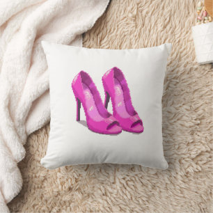Pink High Heels 64-Bit Pixel Art Style Throw Pillow