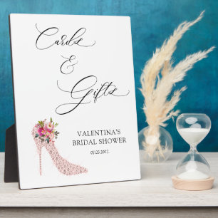 Pink High Heels Bridal Shower Cards and Gifts Sign Plaque