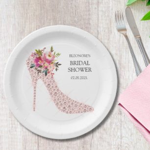 Pink High Heels Bridal Shower Paper Plate
