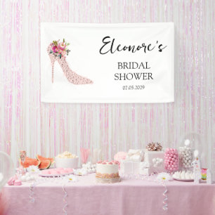 Pink High Heels Bridal Shower Welcome Horizontal  Banner