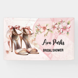 Pink High Heels Floral Alcohol Ink Bridal Shower Banner