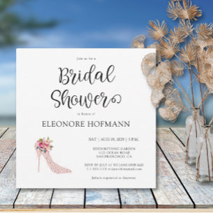 Pink High Heels Square Bridal Shower Invitation