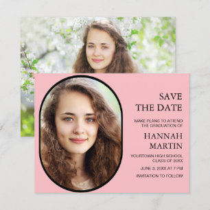 Pink High School Graduation Photo Save Date