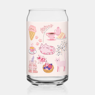 Pink High Tea Cats Can Glass